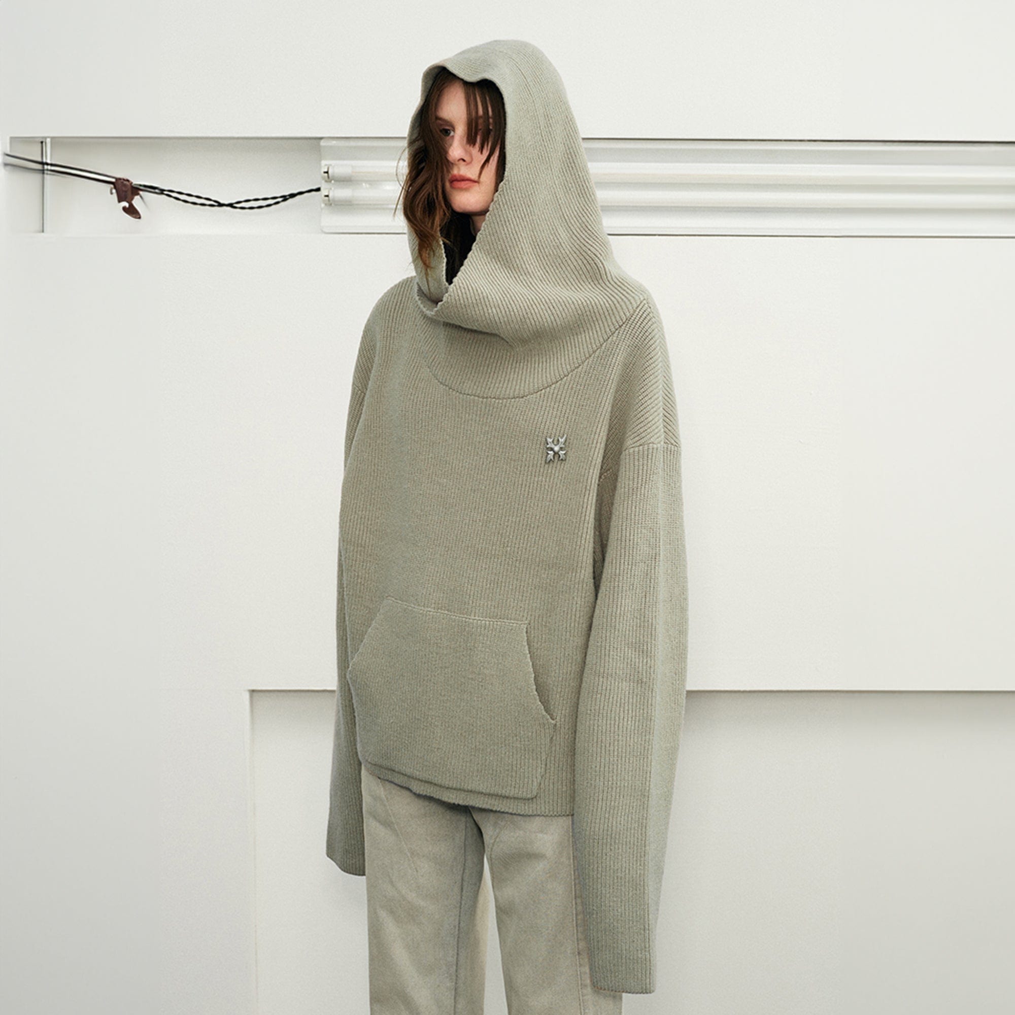 KREATE Dune Ribbed Oversized Hooded Sweater-Sweater-S-Free Shipping Leatheretro