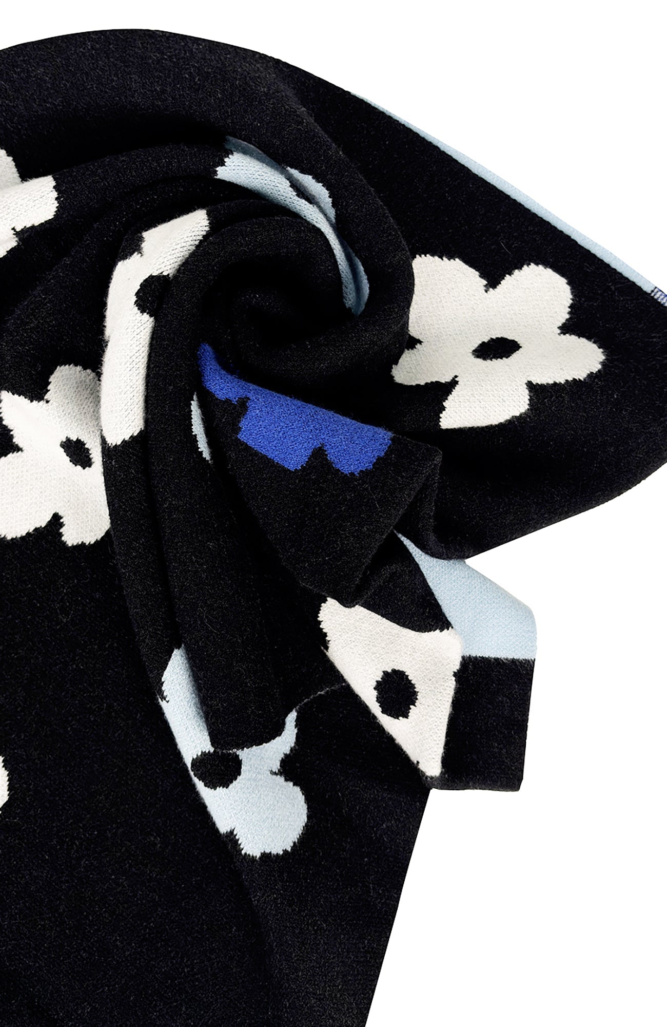 MIICHOUS Floral Jacquard Contrast Scarf-Black-Free Shipping Leatheretro