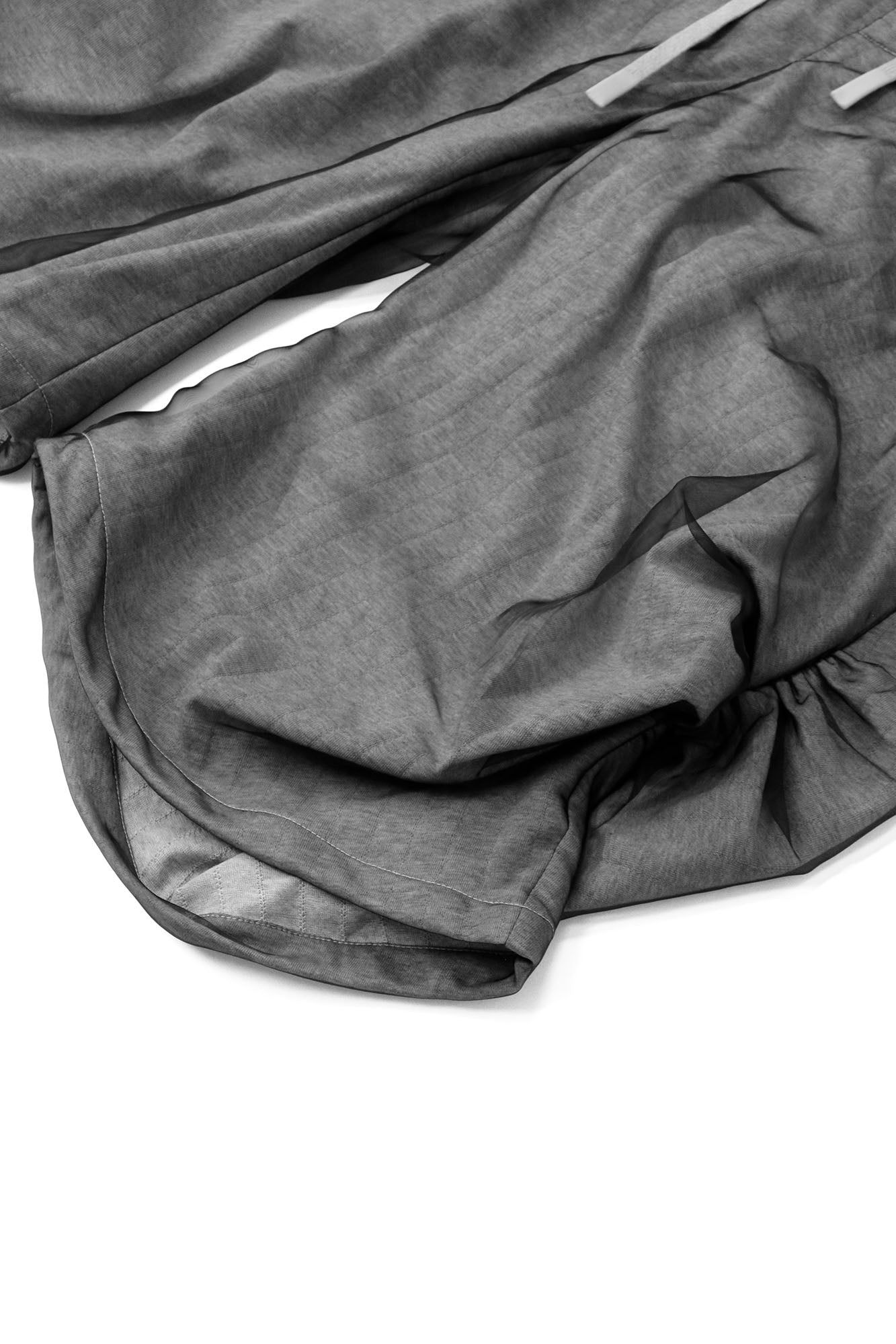 RELABEL Detachable Striped Drape Ruched Oversized Shorts Gray-Shorts-XS (Preorder)-Free Shipping Leatheretro