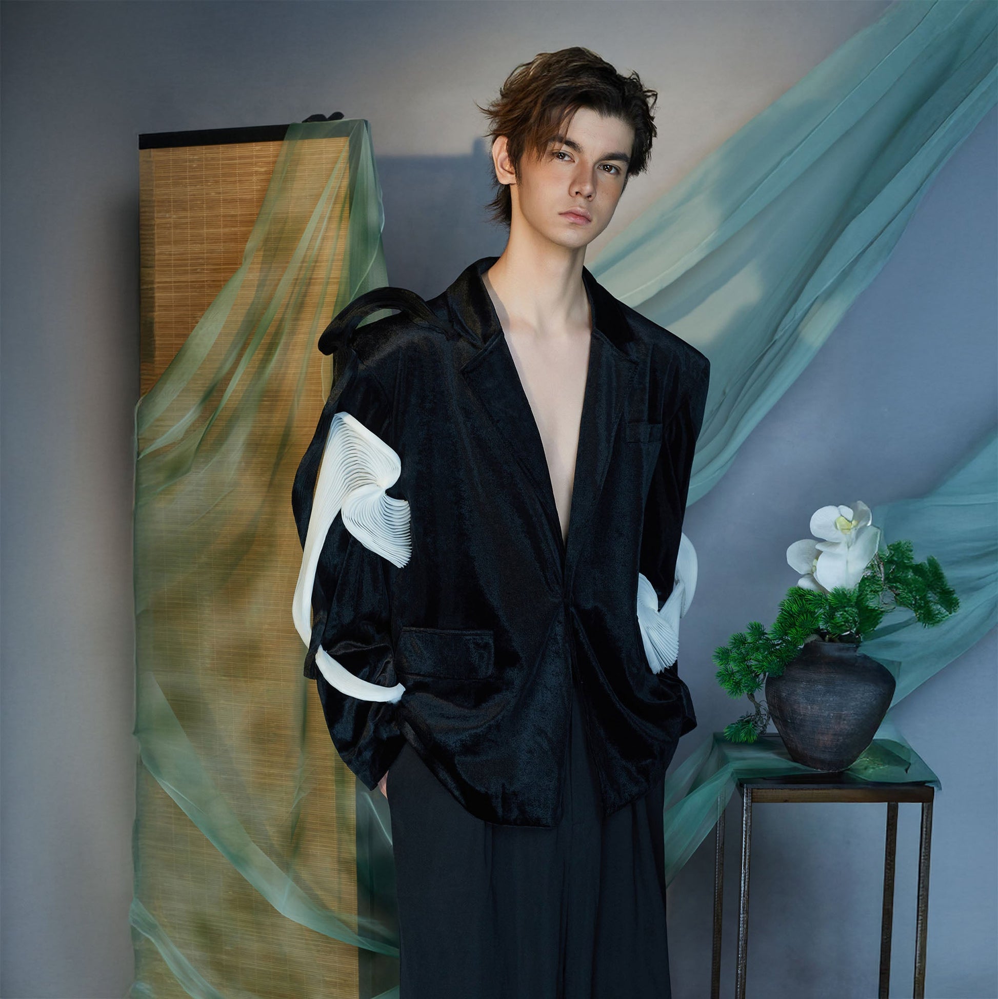 JIECHI Velvet Deep V Blazer-Jacket-M (Preorder)-Free Shipping Leatheretro