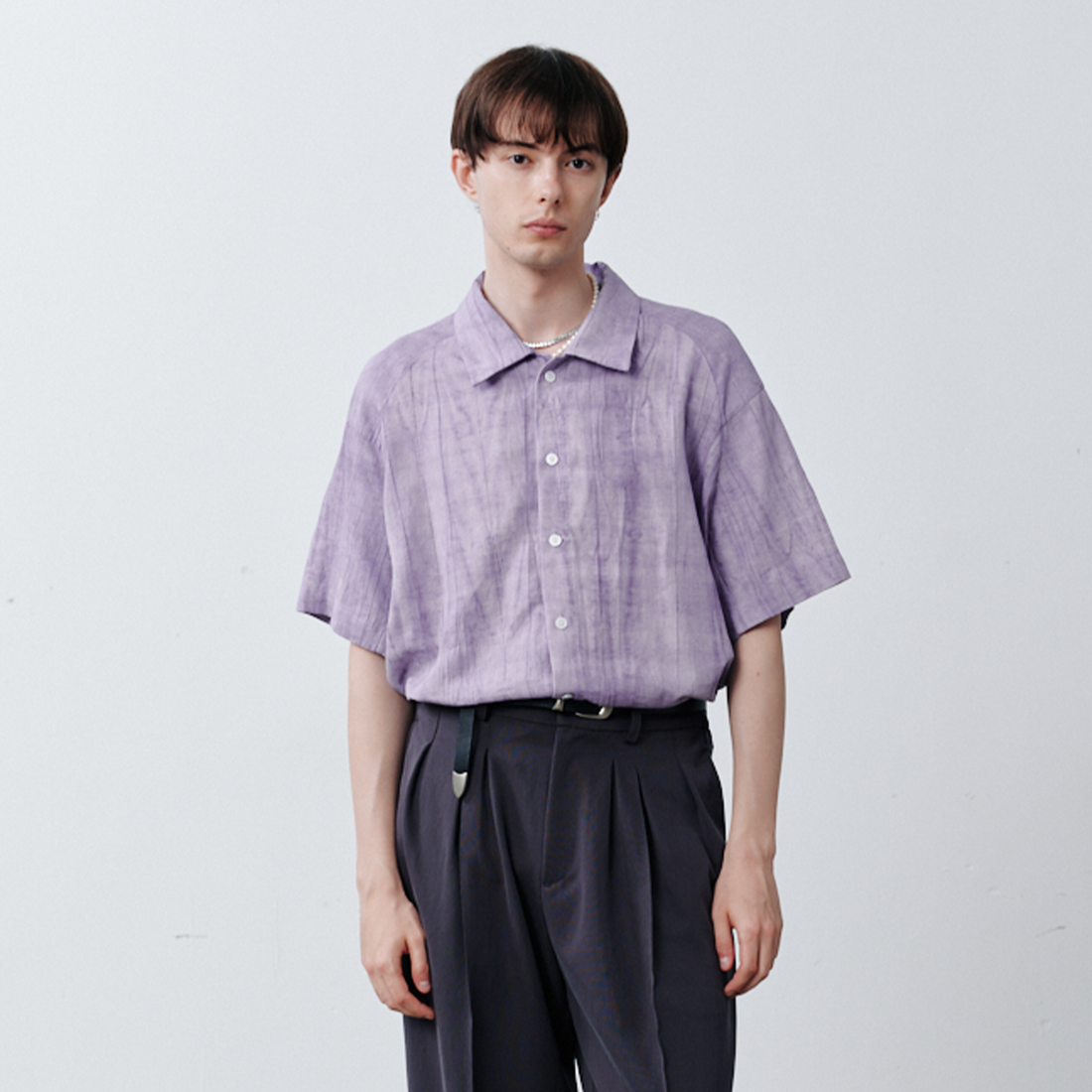 GRAINMUSTARD Crinkled Linen-Cotton Half Shirt-Half shirt-XS-Free Shipping Leatheretro