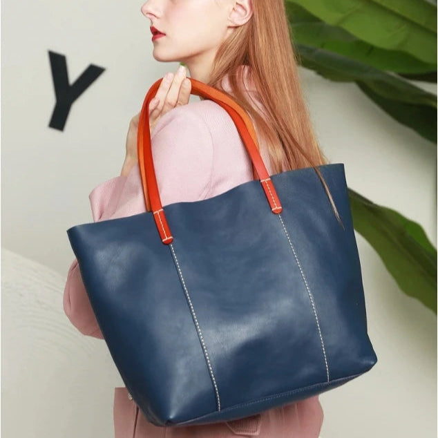 Large Capacity Leather Women's Tote Bag-Tote Bag-Black-Free Shipping Leatheretro
