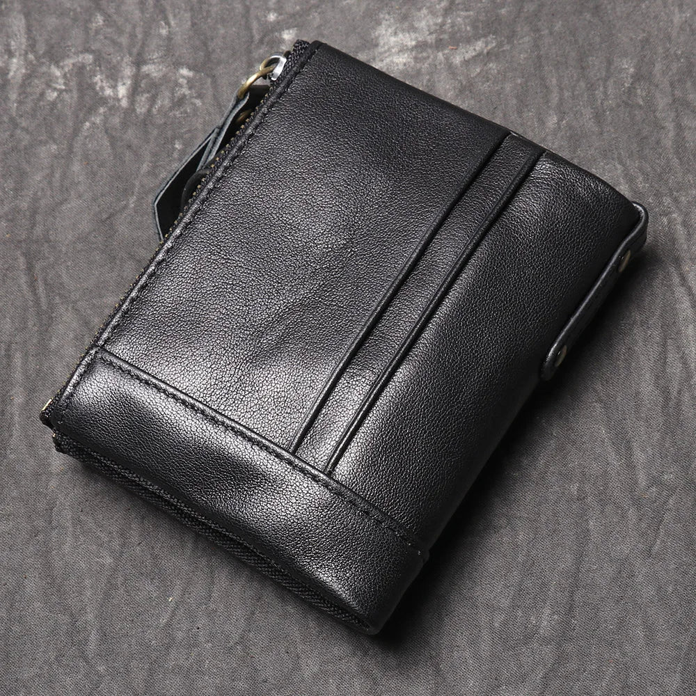 Premium Genuine Leather Men's Wallet-Wallets & Money Clips-Black-Free Shipping Leatheretro
