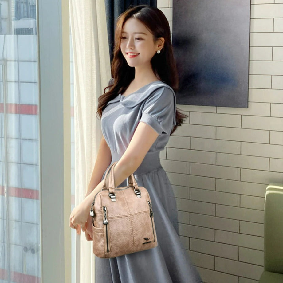 Multifunction Women Shoulder Bag Travel Backpack-Backpacks-Black-Free Shipping Leatheretro