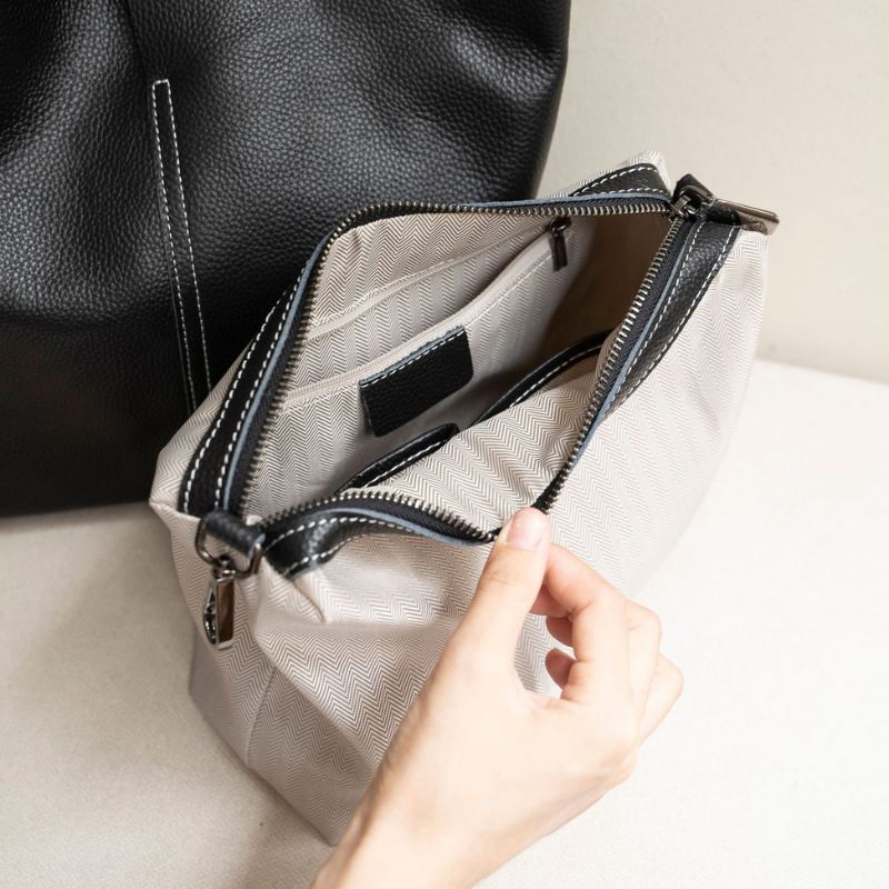 Real Leather Shopper Tote Bag-Tote Bag-Khaki-Free Shipping Leatheretro