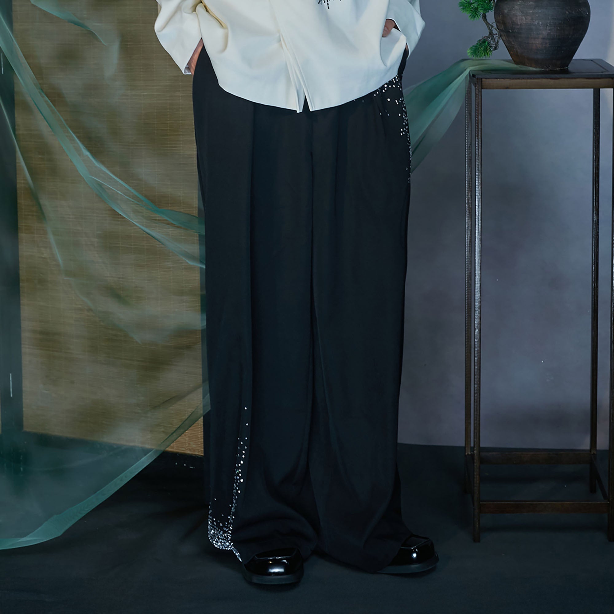 JIECHI Diamond Wide-Leg Pants-Pants-M-Free Shipping Leatheretro