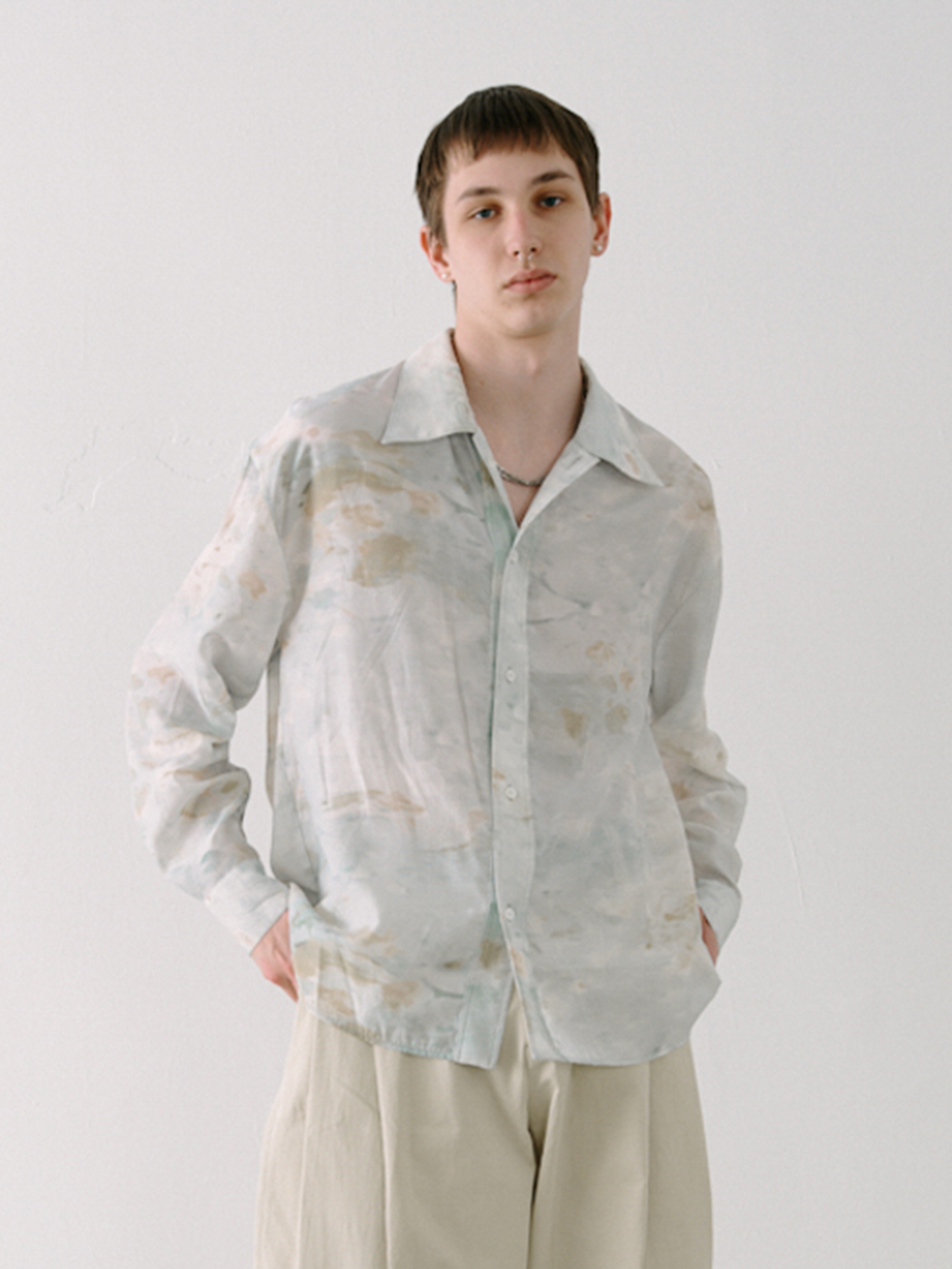 GRAINMUSTARD Washed Tie-Dye Draped Shirt-Shirt-XS-Free Shipping Leatheretro