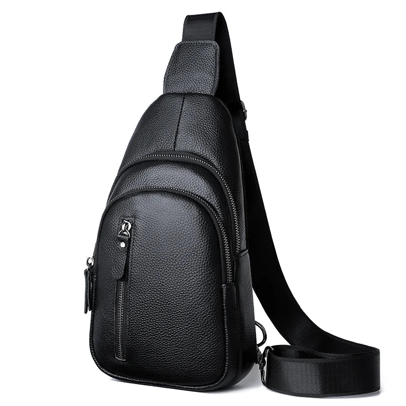 Men’s Genuine Leather Sling Bag – Casual Crossbody Chest Pack-Chest Bags-Classic-Free Shipping Leatheretro