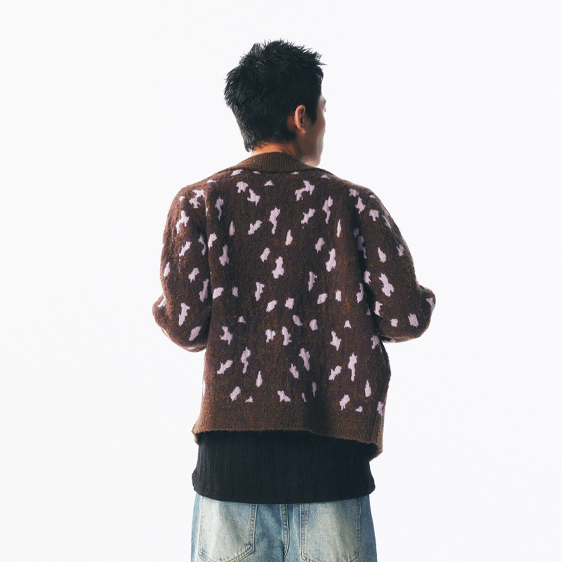 1997 POSTOFFICE Fuzzy Strawberry-Leopard Dual-Zip Knit Jacket-Jacket-S (Preorder)-Free Shipping Leatheretro