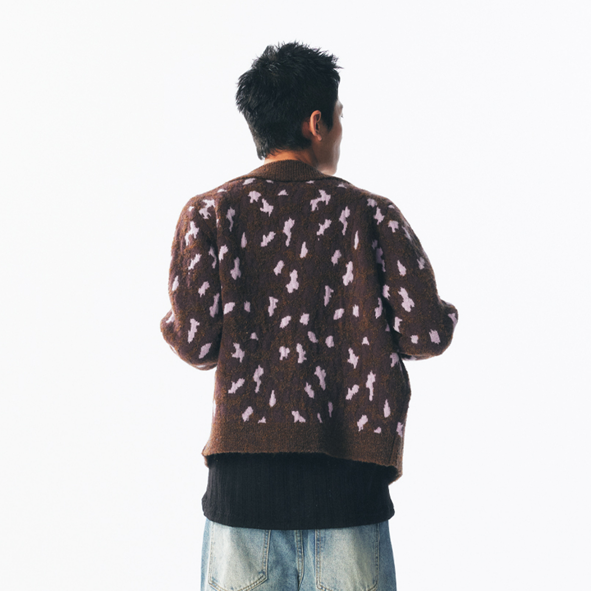 1997 POSTOFFICE Fuzzy Strawberry-Leopard Dual-Zip Knit Jacket-Jacket-S (Preorder)-Free Shipping Leatheretro