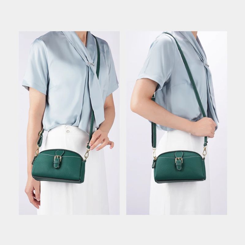 Women’s Leather Wristlet Crossbody Phone Bag-Handbags-Dark Green-Free Shipping Leatheretro