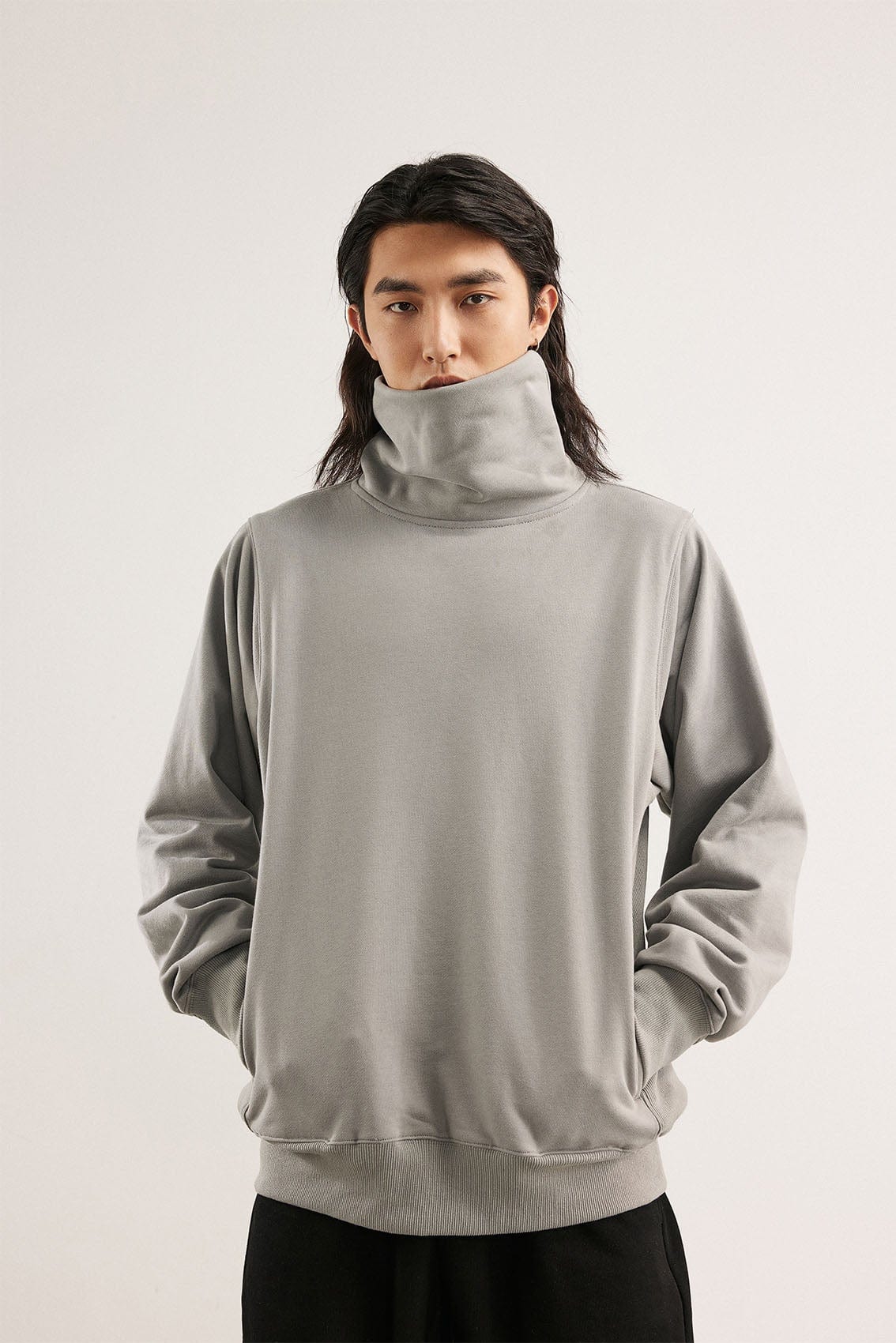BONELESS High Collar Classic Sweatshirt-Sweatshirt-S-Apricot-Free Shipping Leatheretro