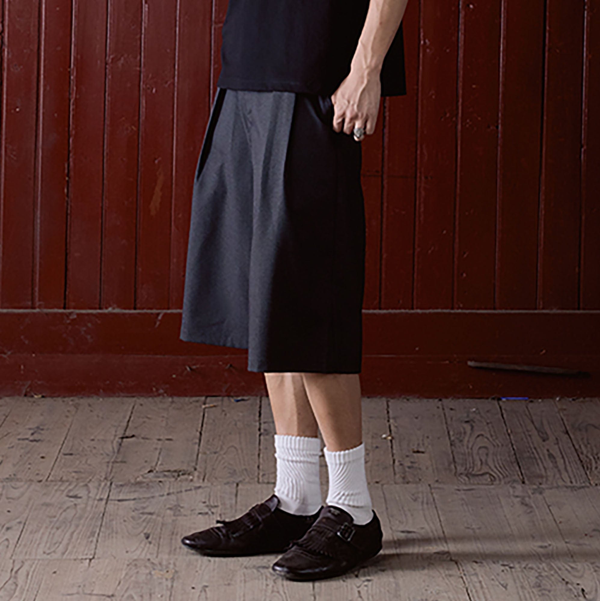 IN EXISTENCE Double-Pleated Mini Check Wide-Leg Shorts-Shorts-S-Free Shipping Leatheretro