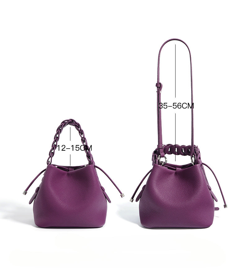 Genuine Top-Grain Leather Bucket Bag-Tote Bags-black-Free Shipping Leatheretro