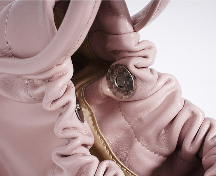 Minimalist Solid Color Bucket Bag-Shoulder Bags-Pink purple-Free Shipping Leatheretro