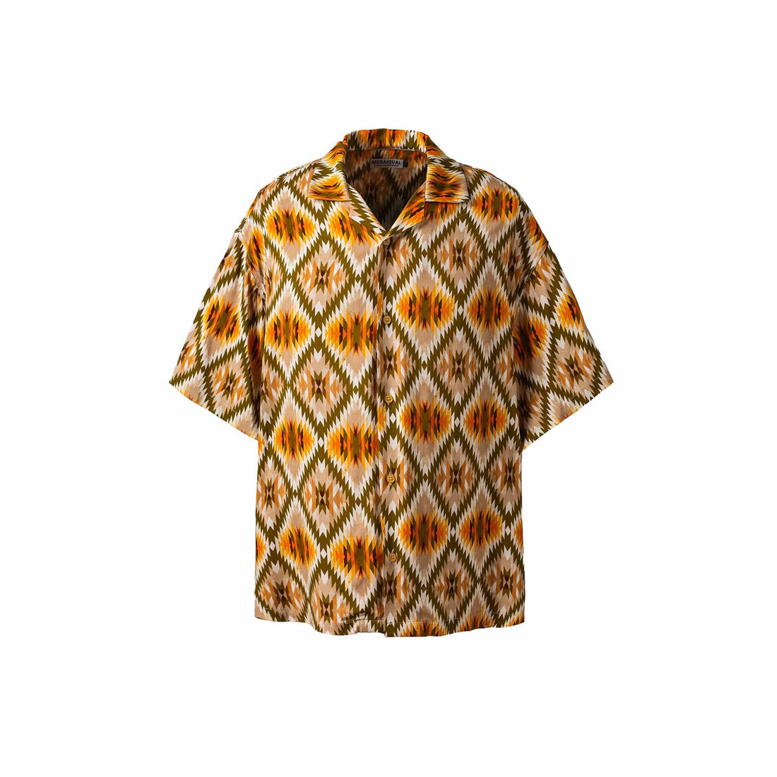 ME DA IGUAL Geometric Full-Print Button-Up Half Shirt-Half shirt-M-Free Shipping Leatheretro
