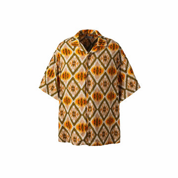ME DA IGUAL Geometric Full-Print Button-Up Half Shirt-Half shirt-M-Free Shipping Leatheretro