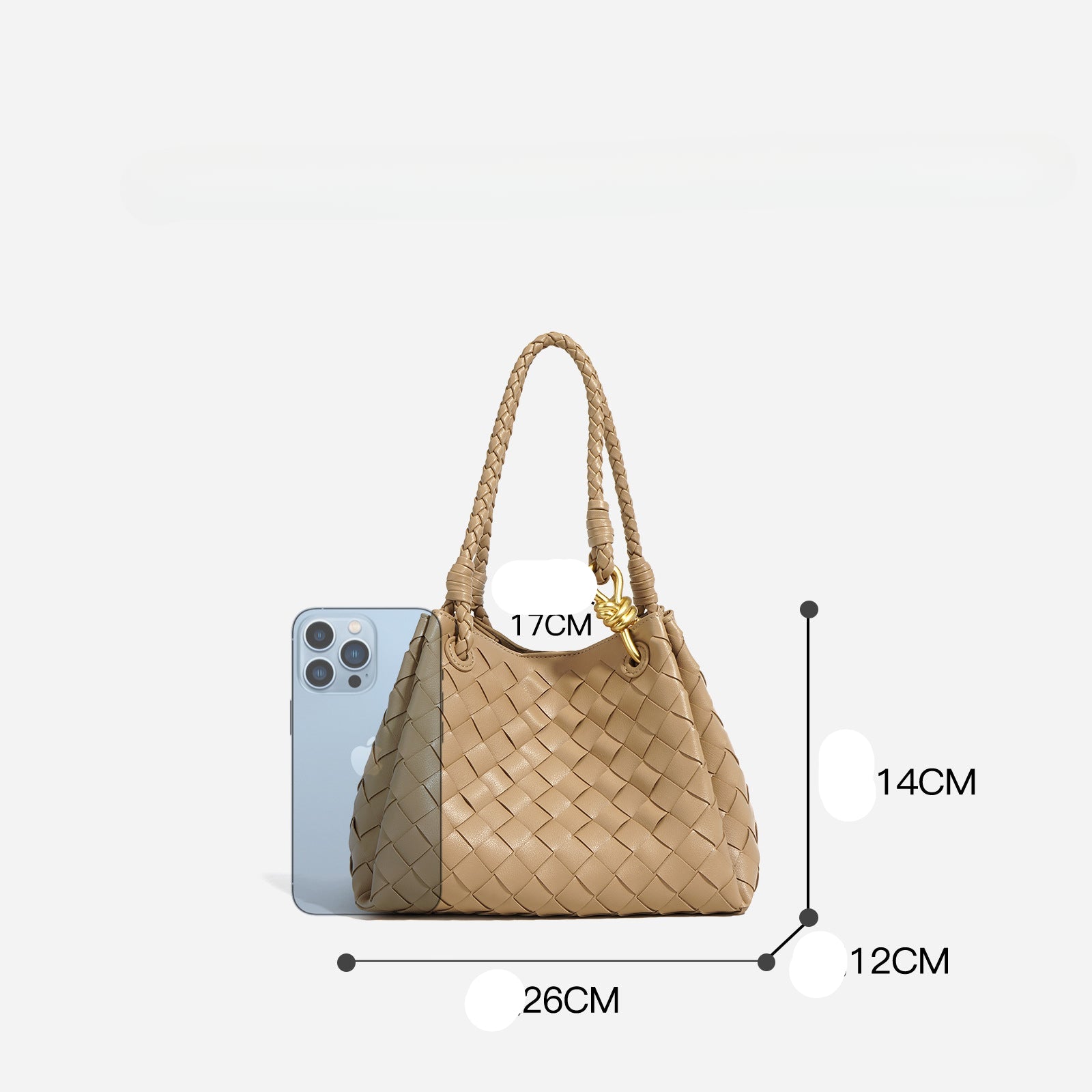 Niche Design New Retro Metal Buckle Woven Tote Bag-Handbags-Apricot-Free Shipping Leatheretro