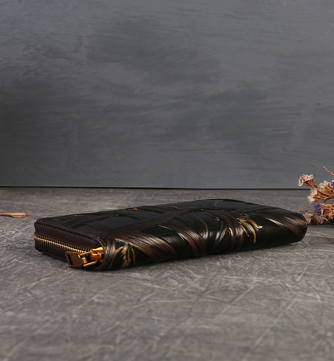 Vintage Embossed Leather Wallet-Leather Wallets-Green-Free Shipping Leatheretro