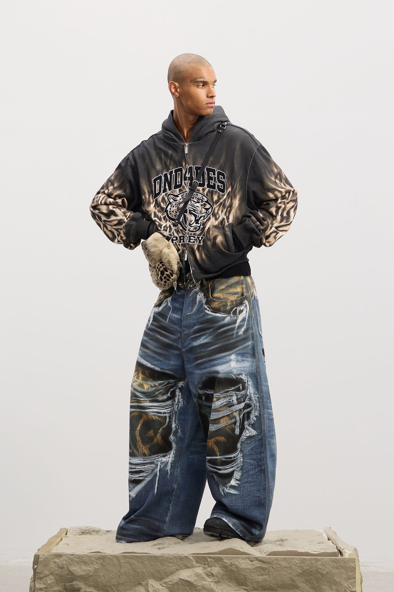 DND4DES Full-Printed Leopard Distressed Baggy Jeans-Jeans-XS-Free Shipping Leatheretro