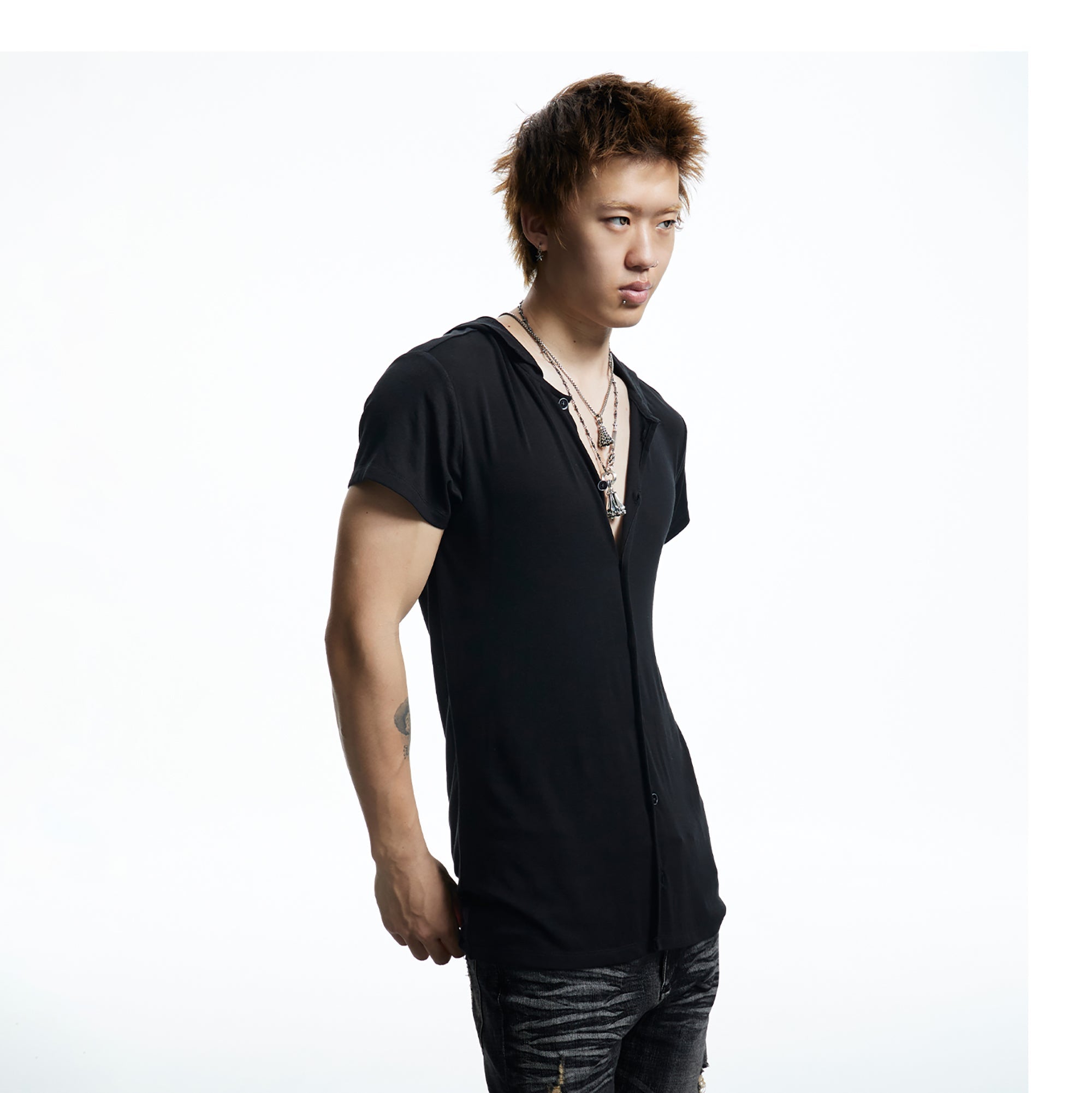 DND4DES Ruched Back Hooded T-Shirt-T Shirt-S (Preorder)-White-Free Shipping Leatheretro