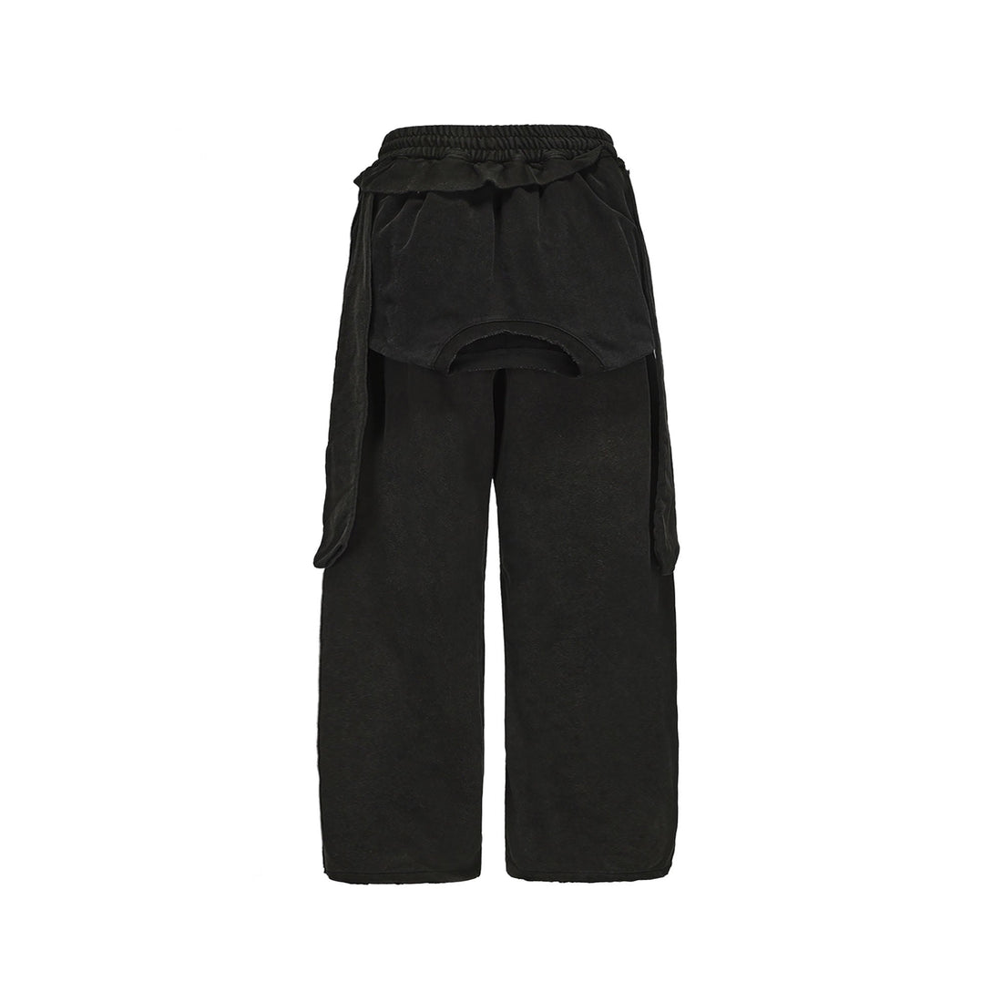 CYCYCY Layered Raw Edge Wide-Leg Sweatpants Black-Pants-S /23"-Free Shipping Leatheretro