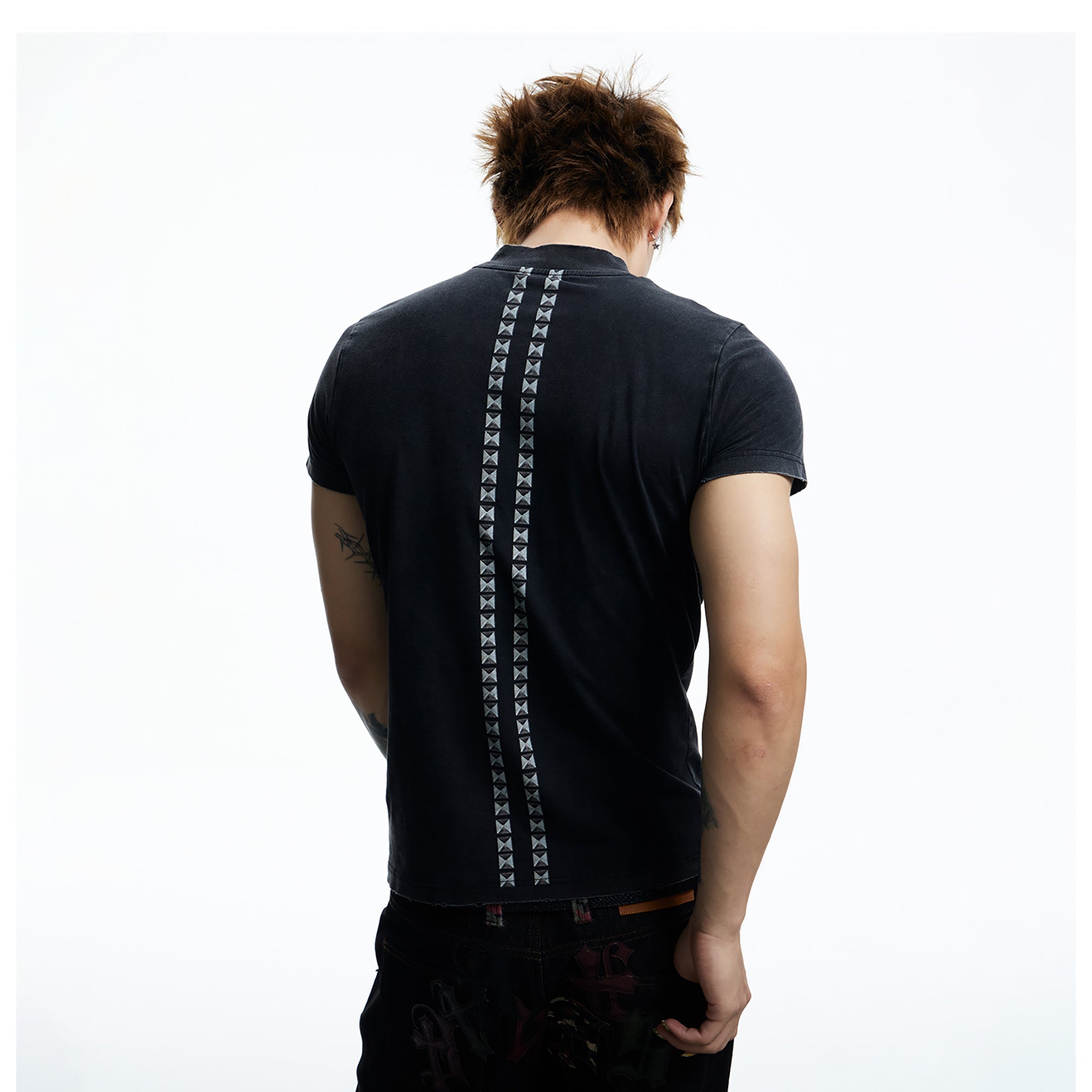 DND4DES Punk Stud Lips Print T-Shirt-T Shirt-S (Preorder)-Black-Free Shipping Leatheretro