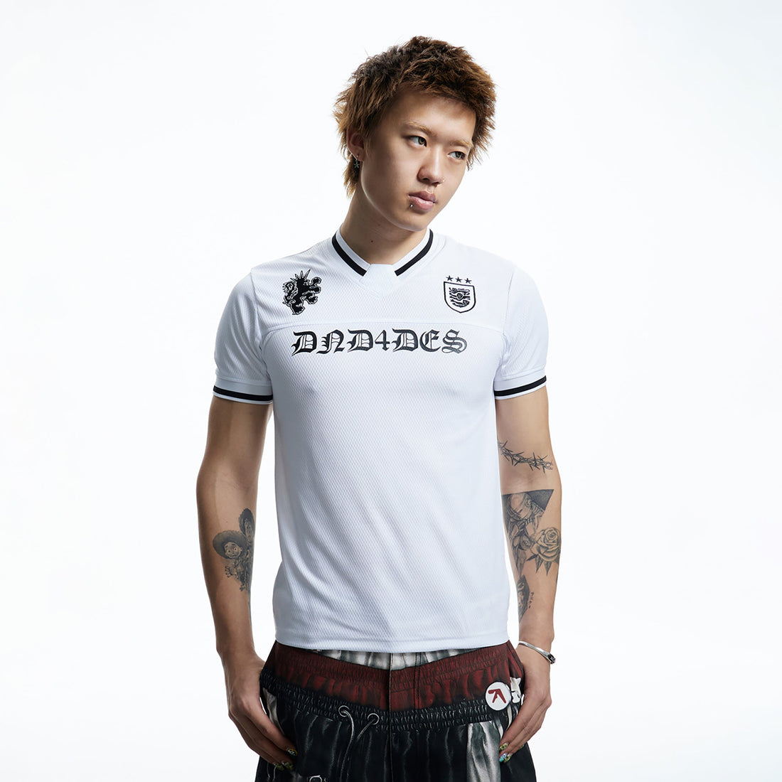 DND4DES Gothic Letter V-Neck Jersey T-Shirt-T Shirt-S (Preorder)-Free Shipping Leatheretro