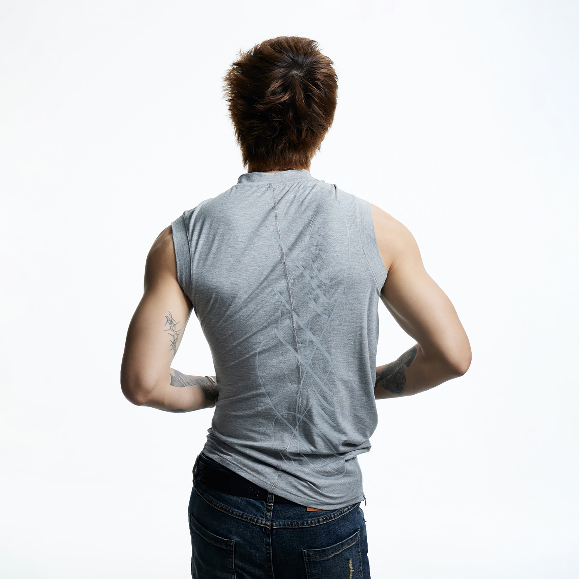 DND4DES Gothic Script Tank Top-Tank Top-S (Preorder)-Gray-Free Shipping Leatheretro