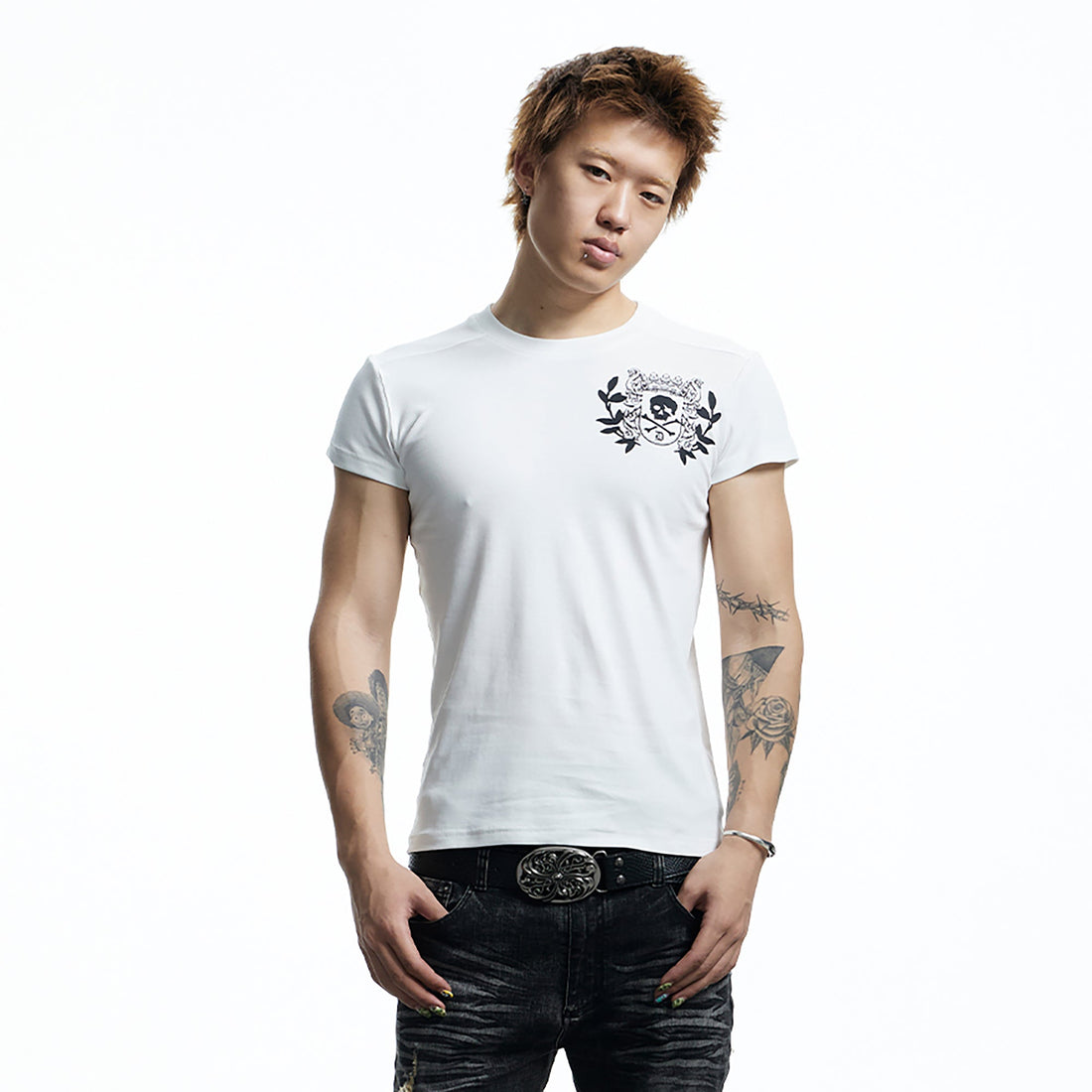 DND4DES Gothic Skull Crest T-Shirt-T Shirt-S (Preorder)-Black-Free Shipping Leatheretro