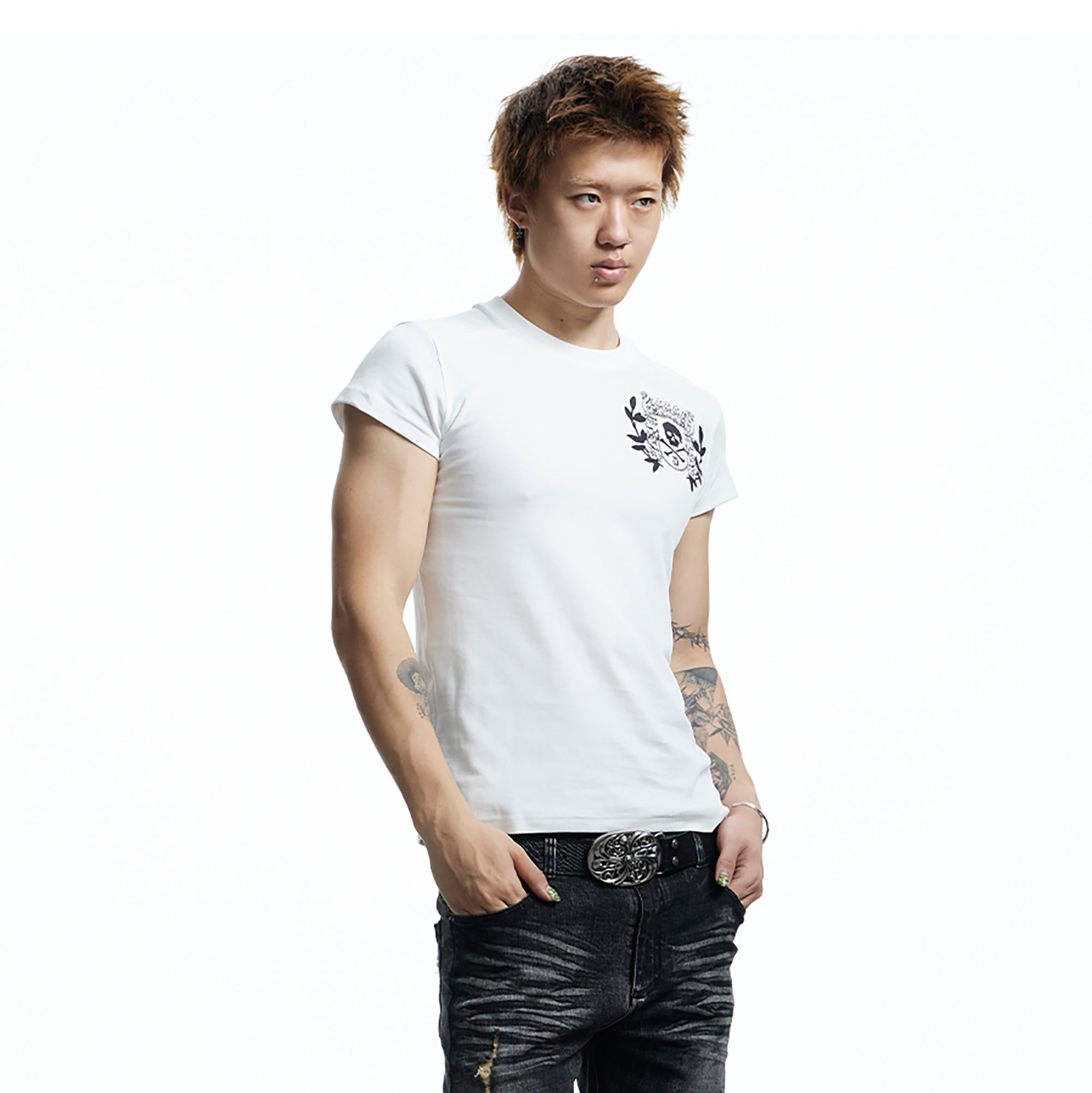 DND4DES Gothic Skull Crest T-Shirt-T Shirt-S (Preorder)-Black-Free Shipping Leatheretro
