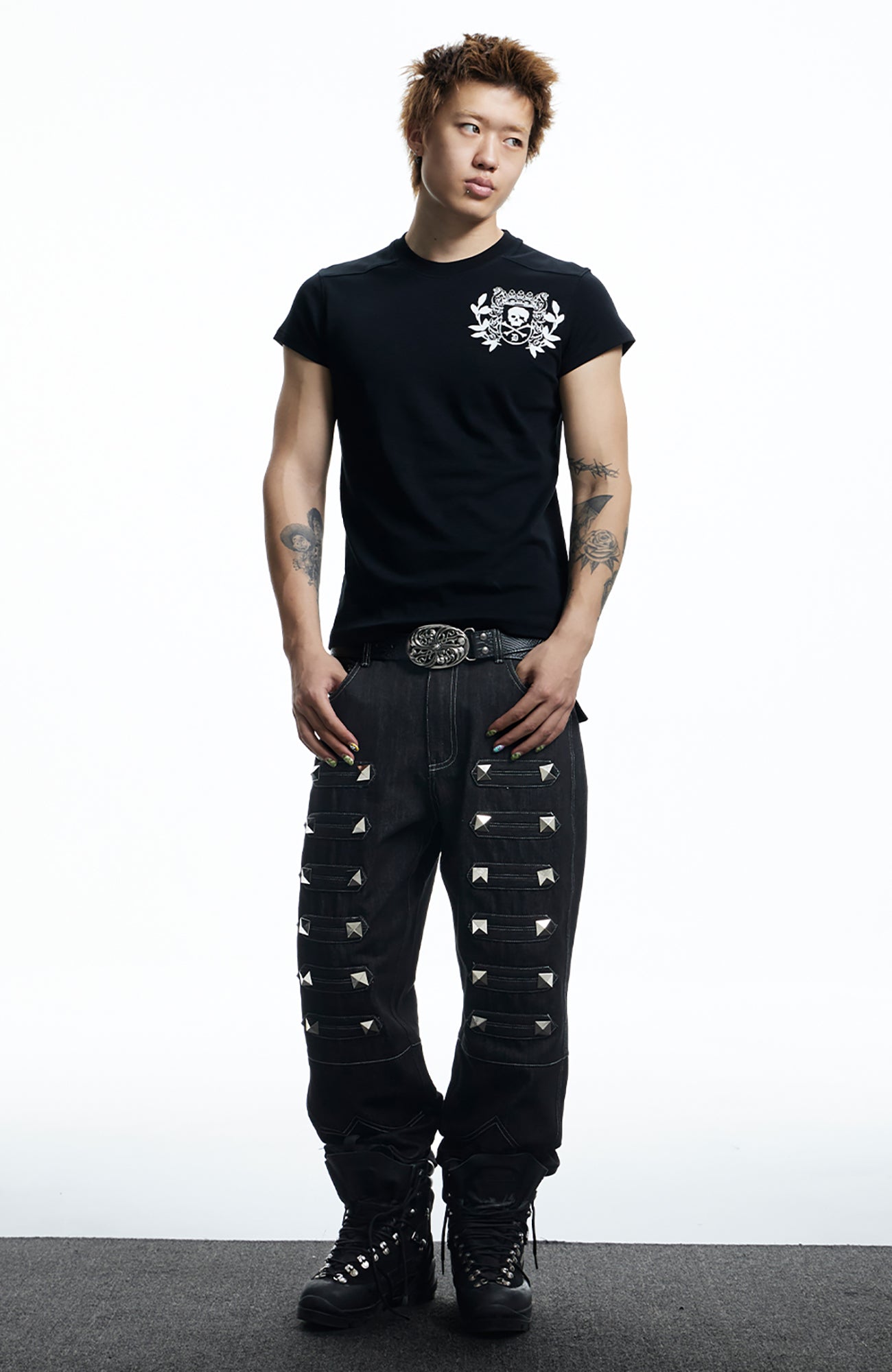 DND4DES Gothic Skull Crest T-Shirt-T Shirt-S (Preorder)-Black-Free Shipping Leatheretro