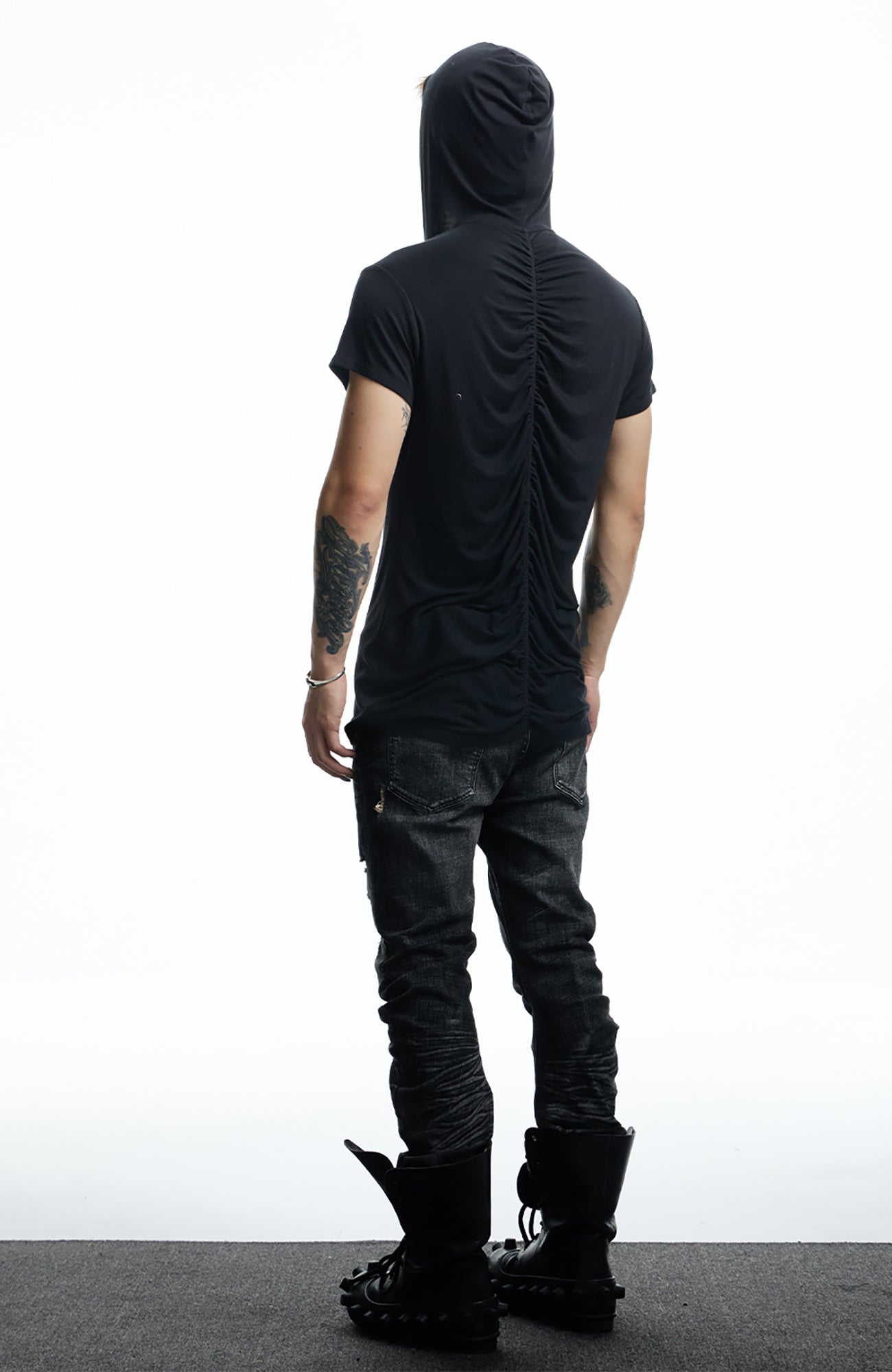 DND4DES Ruched Back Hooded T-Shirt-T Shirt-S (Preorder)-White-Free Shipping Leatheretro