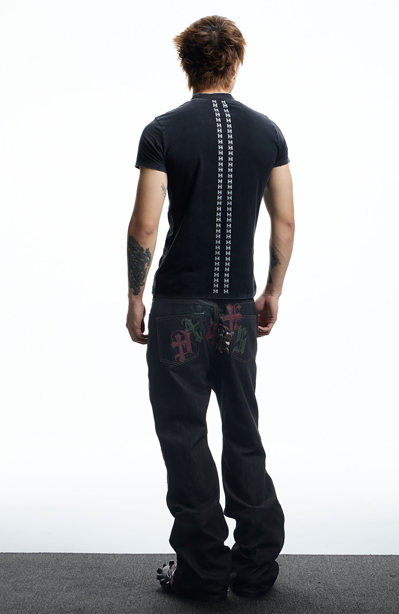 DND4DES Gothic Camo Patchwork Raw Denim Pants-Jeans-XS-Free Shipping Leatheretro