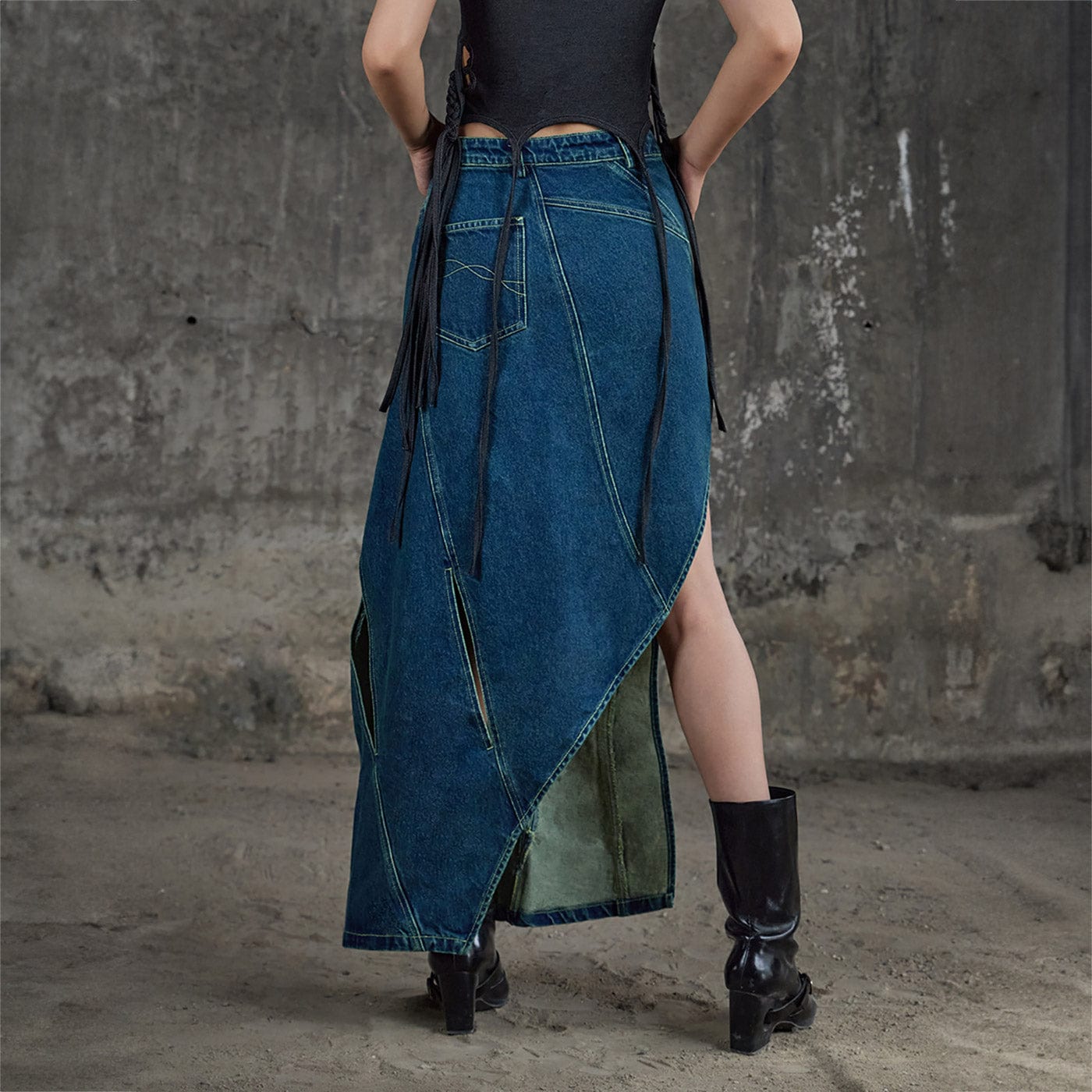 DND4DES Deconstructed Cutout Denim Skirt-Jeans-S-Free Shipping Leatheretro