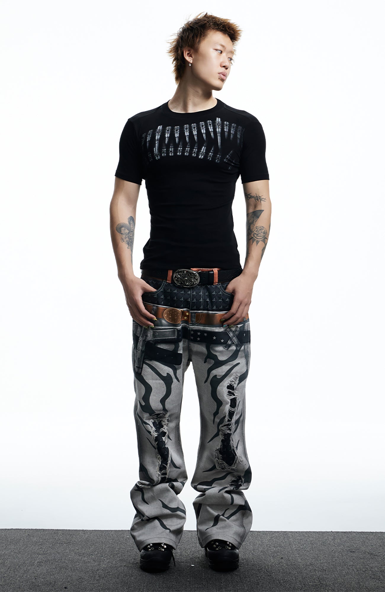 DND4DES Slim Bullet Graphic Wool-Blend Tee-T Shirt-S-Free Shipping Leatheretro