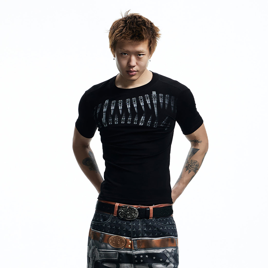 DND4DES Slim Bullet Graphic Wool-Blend Tee-T Shirt-S-Free Shipping Leatheretro