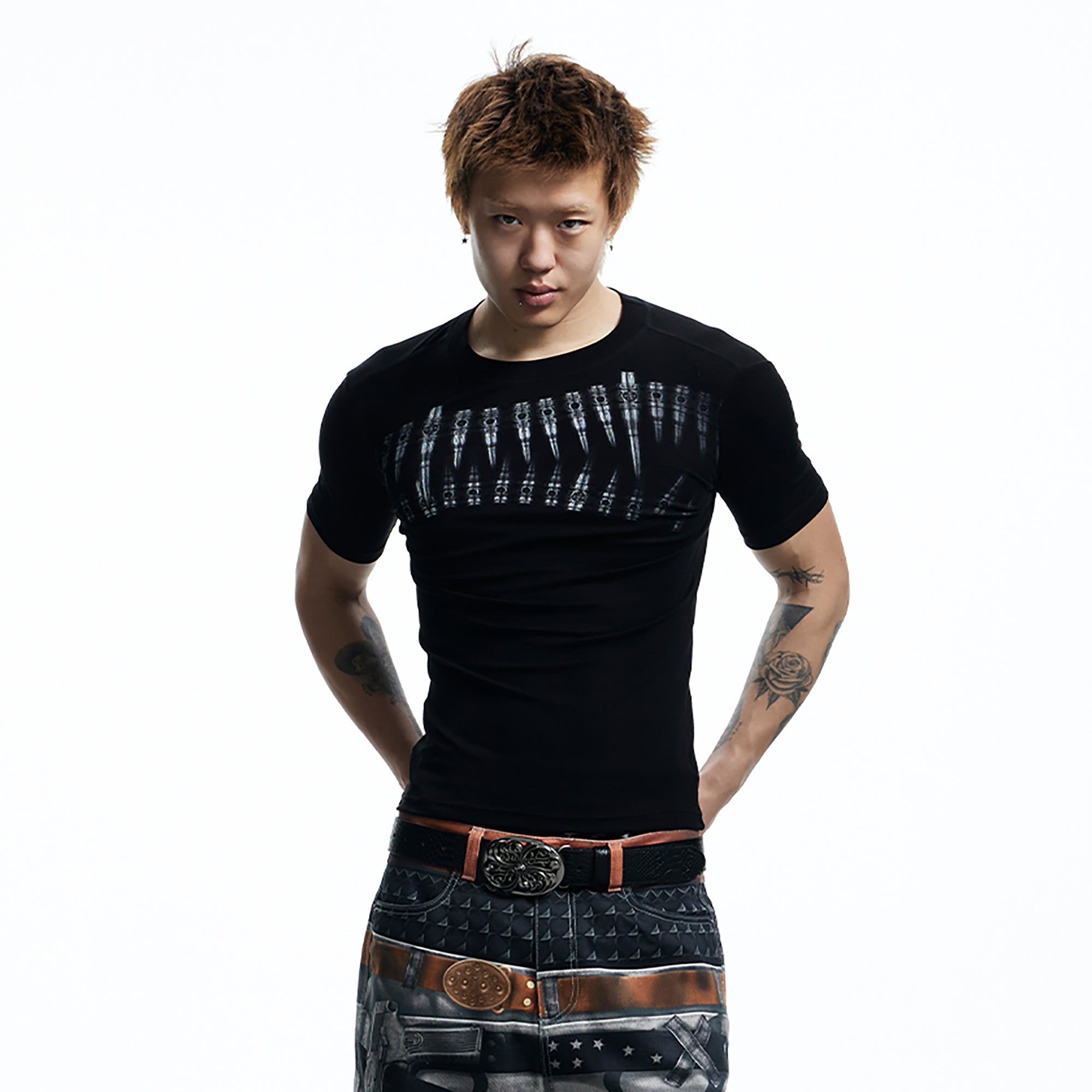 DND4DES Slim Bullet Graphic Wool-Blend Tee-T Shirt-S-Free Shipping Leatheretro