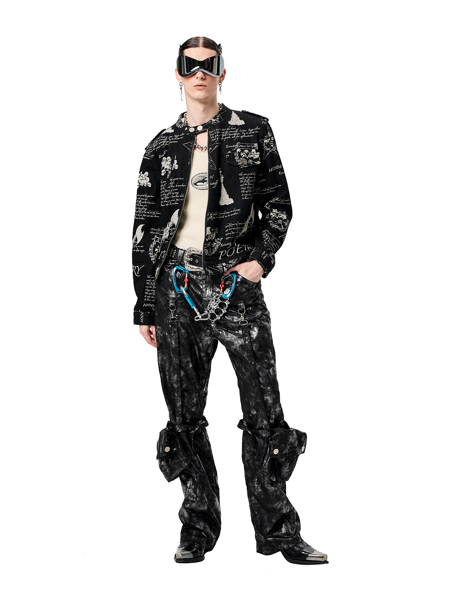 CYCYCY Punk Washed Graffiti Moto Denim Jacket-Jacket-XS-Free Shipping Leatheretro