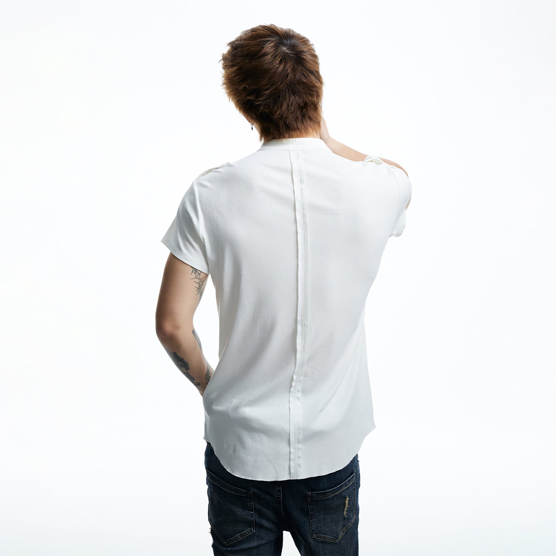 DND4DES Regal Braid Button T-Shirt-T Shirt-S (Preorder)-White-Free Shipping Leatheretro
