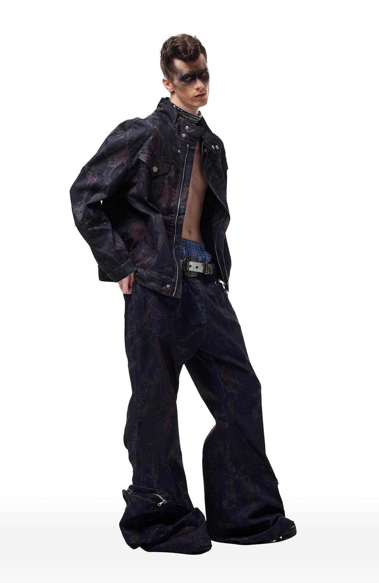 CYCYCY Abstract Graphic Cargo Flared Jeans-Jeans-XXS / 27"-Free Shipping Leatheretro