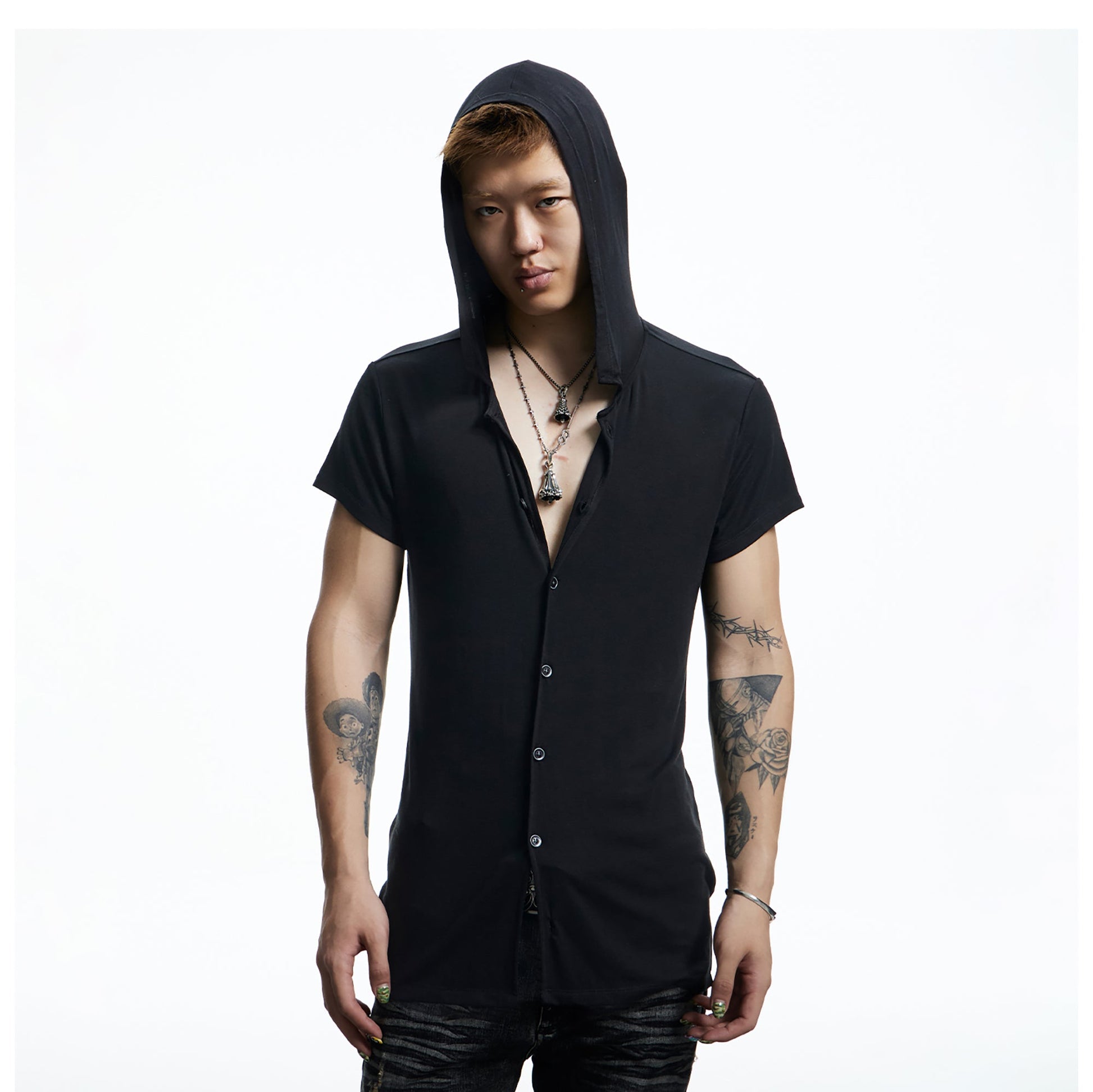 DND4DES Ruched Back Hooded T-Shirt-T Shirt-S (Preorder)-White-Free Shipping Leatheretro