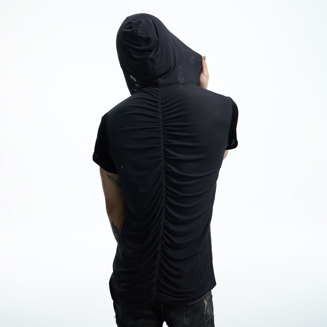 DND4DES Ruched Back Hooded T-Shirt-T Shirt-S (Preorder)-White-Free Shipping Leatheretro