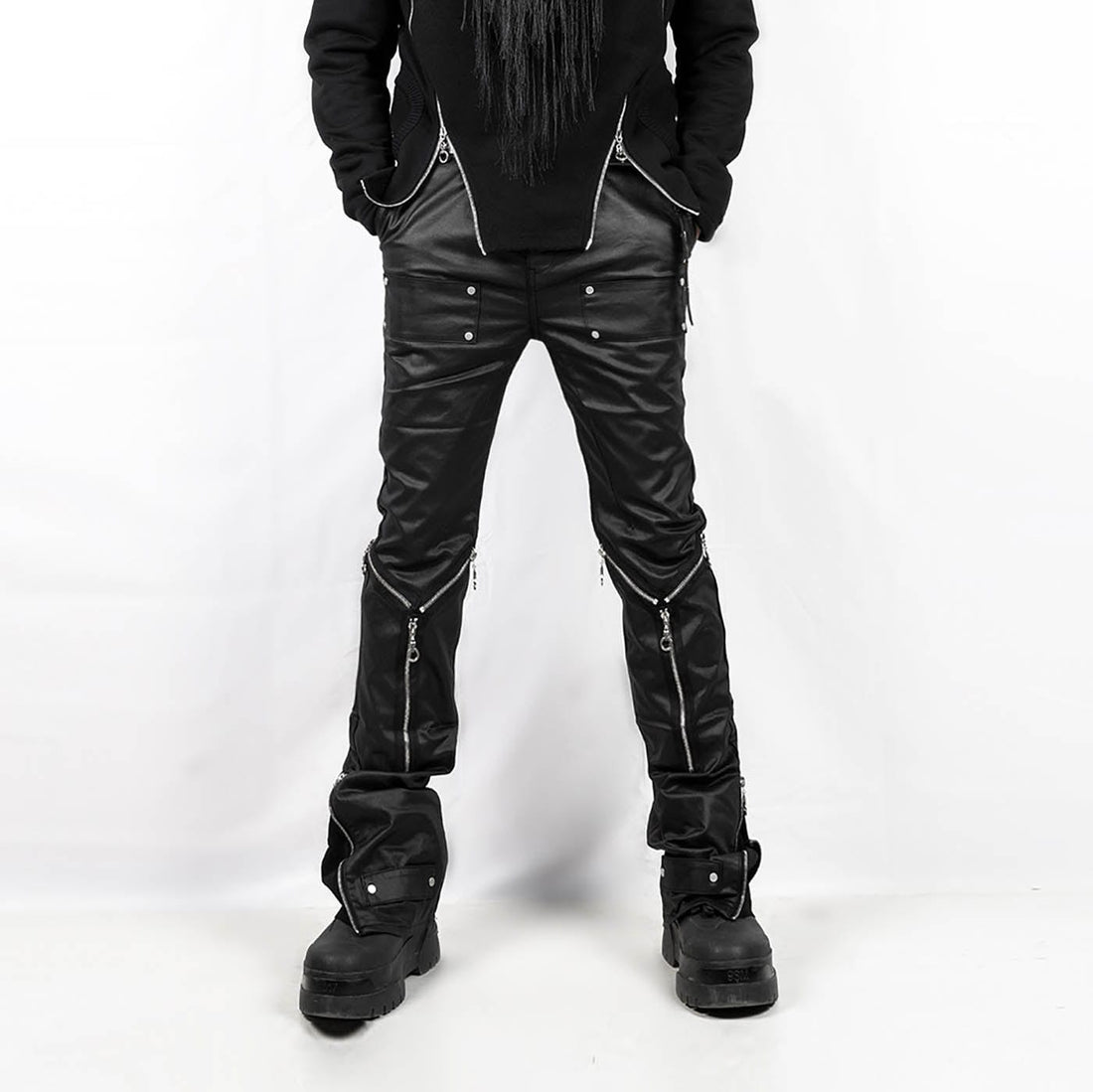 INSIDE OUT Multi-Zipper Rivet Pants-Pants-S-Free Shipping Leatheretro