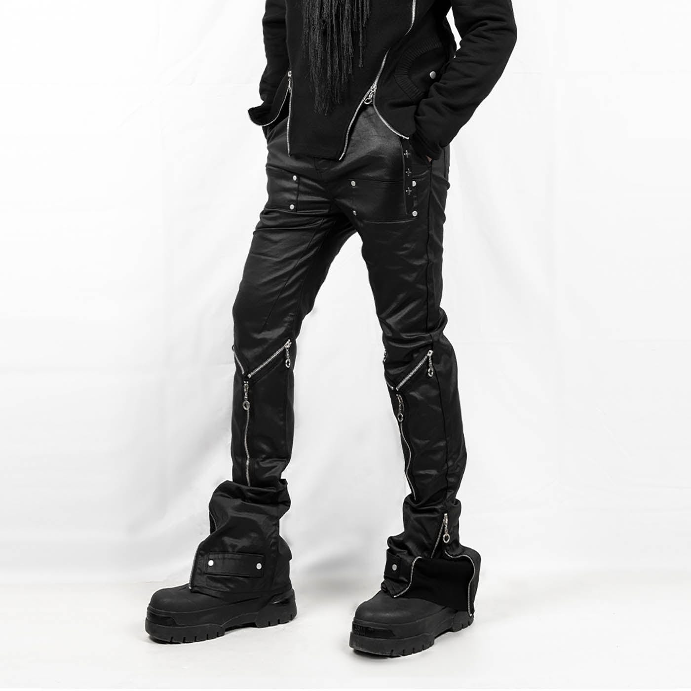 INSIDE OUT Multi-Zipper Rivet Pants-Pants-S-Free Shipping Leatheretro