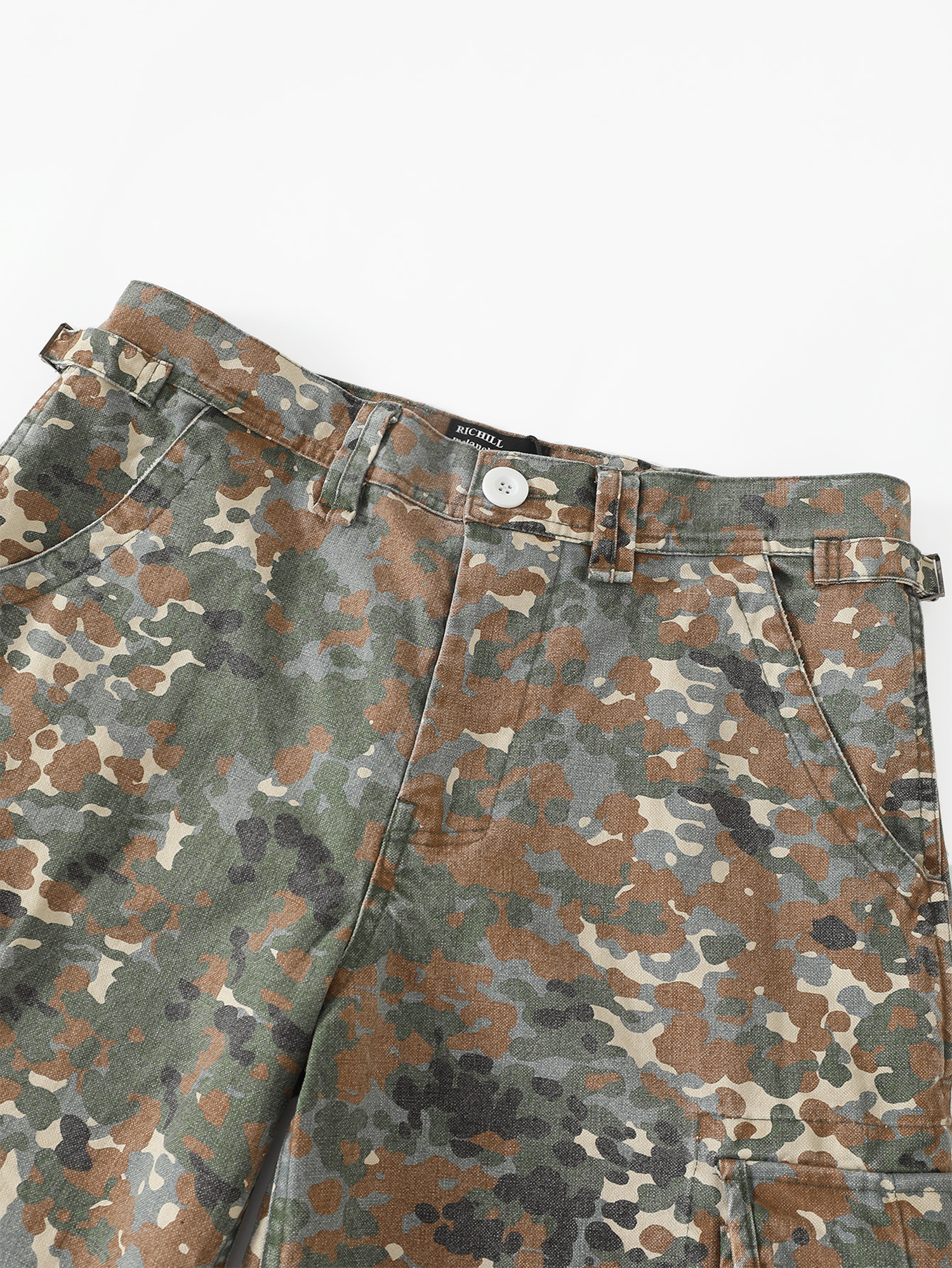 RICHILL Washed Camo Cargo Shorts-Shorts-S / 33"-Free Shipping Leatheretro
