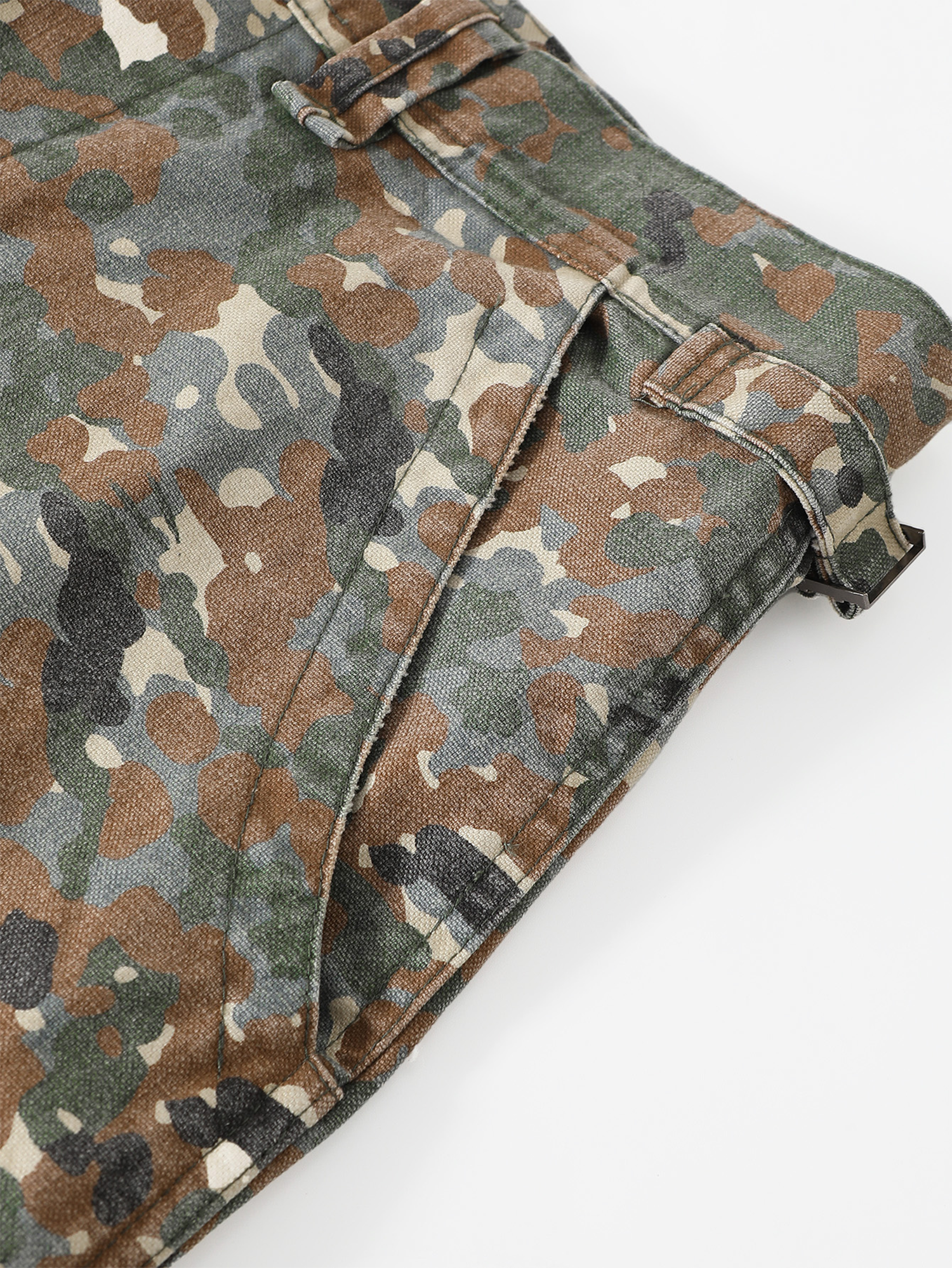 RICHILL Washed Camo Cargo Shorts-Shorts-S / 33"-Free Shipping Leatheretro