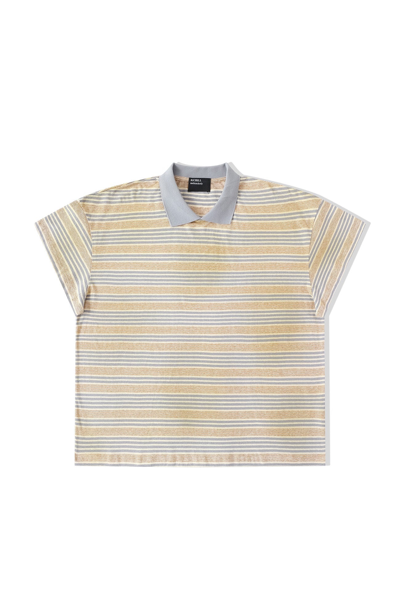 RICHILL Retro Washed Striped Polo Tee-T Shirt-S-Free Shipping Leatheretro