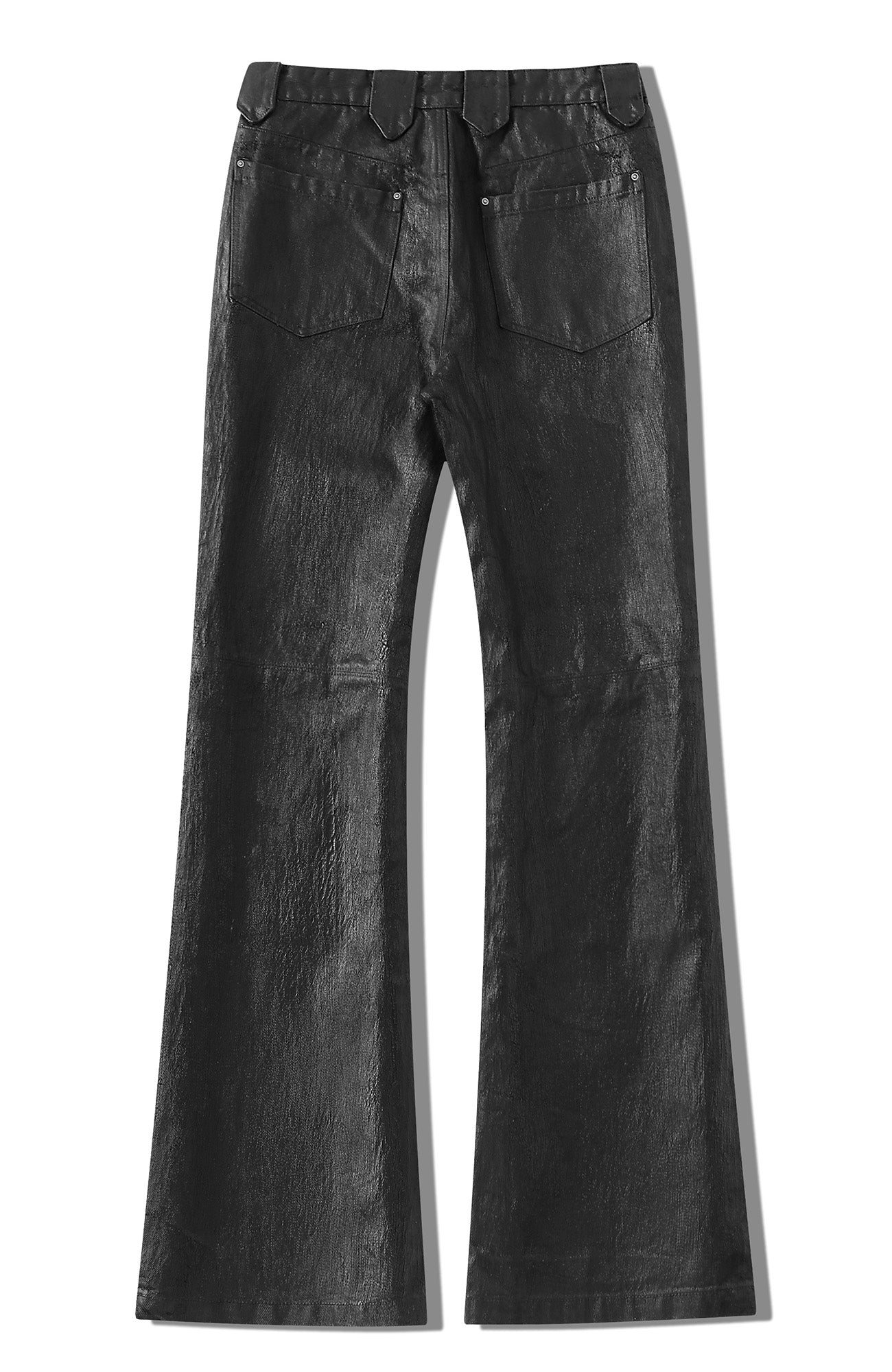 RICHILL Cracked Coated Flared Denim Pants-Pants-S-Free Shipping Leatheretro