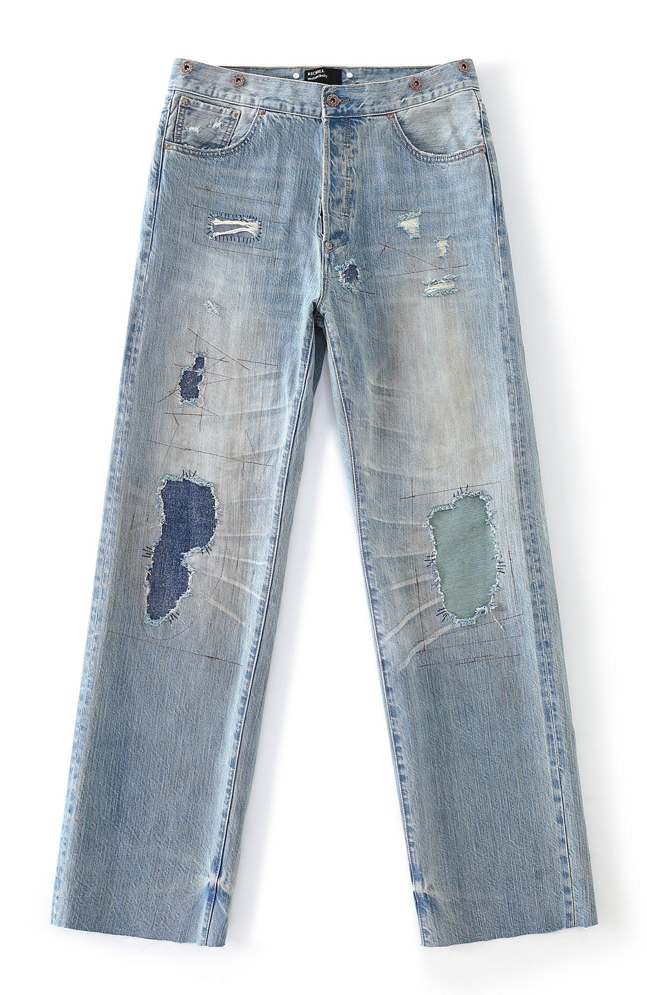 RICHILL Distressed Paneled Washed Straight-Leg Jeans-Jeans-S-Free Shipping Leatheretro
